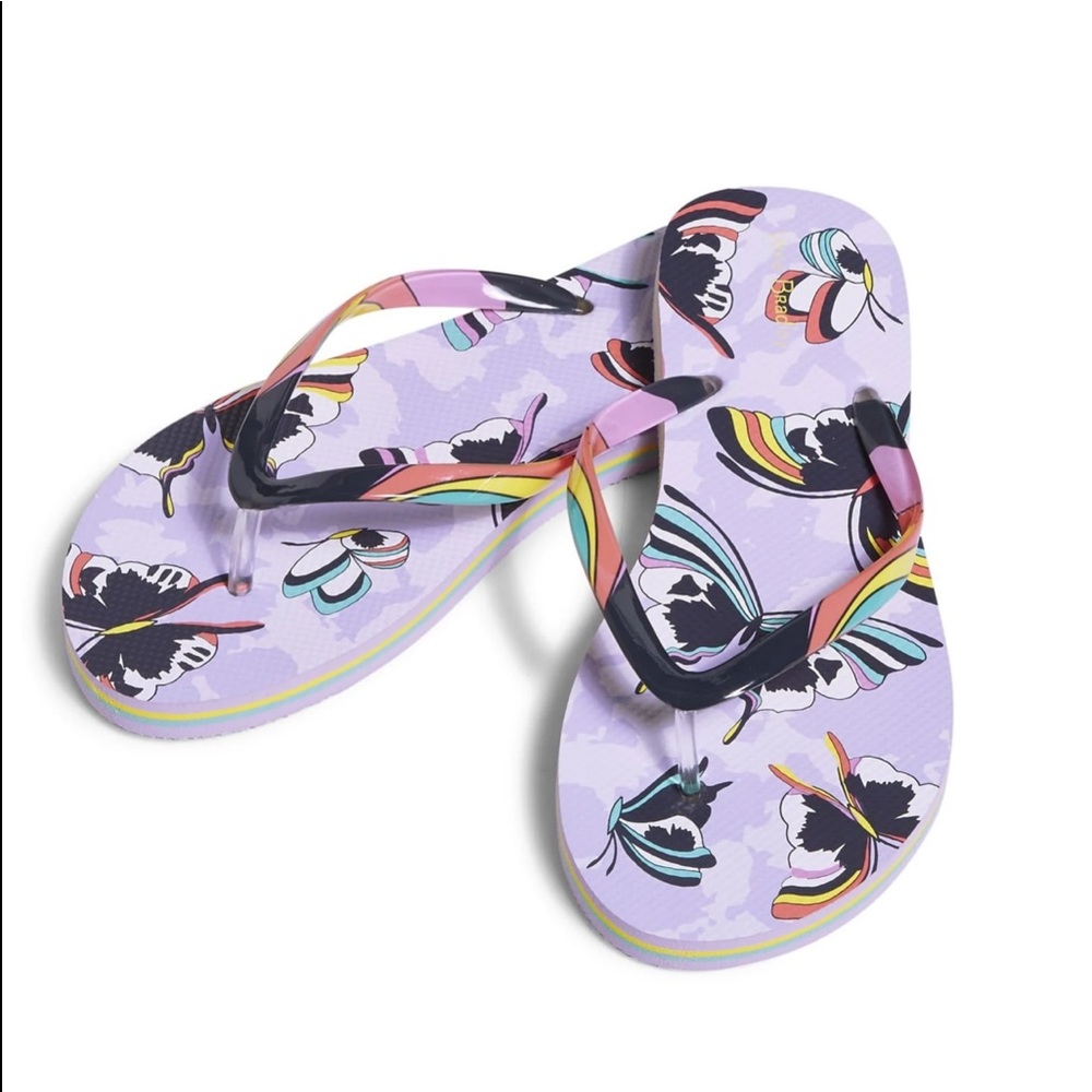 Brand New Vera Bradley Lavender Butterfly Flip Flops - Large